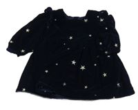 Tmavomodré zamatové šaty s hviezdičkami Matalan