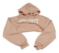 Svetloružová crop mikina s nápisom a kapucňou Shein