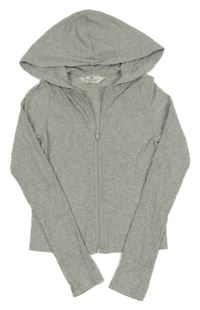 Sivá rebrovaná prepínaci crop mikina s kapucňou H&M