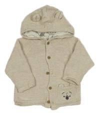 Béžový propínací podšitý svetr s kapucí George 