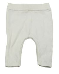 Biele úpletové rebrované nohavice George