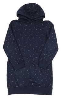 Tmavomodré vzorované teplákové šaty s kapucí Yigga 