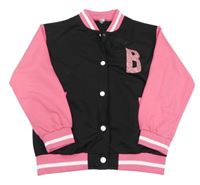 Čierno-ružová prepínaci baseballová mikina s písmenkom