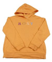 Oranžová mikina s logem a kapucí Roxy 