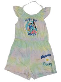 Farebný batikovaný kraťasový overal s Minnií Disney
