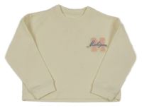 Smotanová rebrovaná crop oversize mikina s nápisom Dunnes