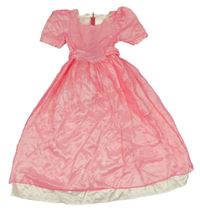 Neonově růžové síťované šaty se smetanovou spodničkou