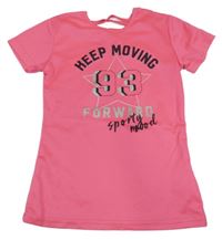 Neónově ružové športové tričko s nápismi a číslom Ergeenomix