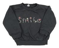 Sivá oversize mikina s kvietkami M&S