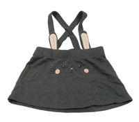 Sivá tepláková sukňa s králikom a trakami H&M