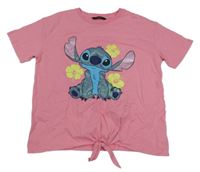 Růžové crop tričko se Stitchem George