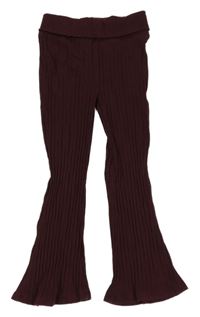 Vínové rebrované flare legíny George