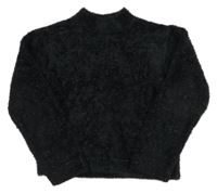 Tmavomodro-strieborný chlpatý crop sveter H&M