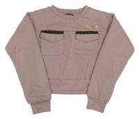 Fialovorůžová crop mikina s vreckami Pindydoll