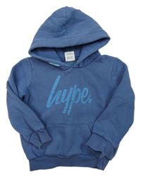 Modrá mikina s logom a kapucňou Hype
