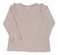Svetloružové tričko s volánikmi H&M