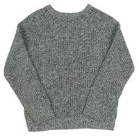 Tmavošedo-biely melírovaný rebrovaný pletený sveter Rebel