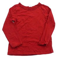 Červené tričko s kanýrky a volánikmi zn. H&M