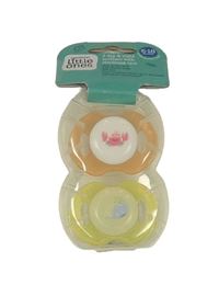 2x - Silikonový dudlík - Světležlutý s velrybou, světleoranžový s krabem Little ones