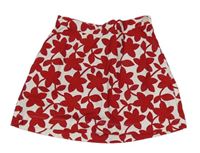 Bielo-červená kvietkovana plátenná sukňa H&M