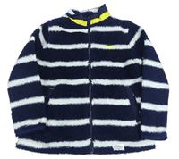 Tmavomodro-biela pruhovaná huňatá bunda s nosorožcem M&S