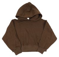 Tmavohnedá crop mikina s kapucňou ZARA