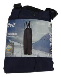 Nové - tmavomodré šusťákové funkční zimní oteplovačky s odepínacími kšandami crivit