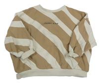 Hnedo-smotanová pruhovaná oversize mikina s nápisom ZARA