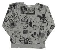 Sivá melírovaná mikina s Mickey a Minnie s kamarády Disney