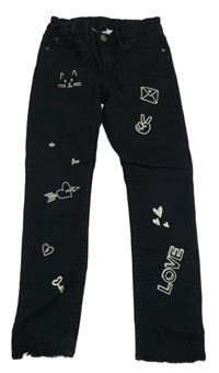 Černé skinny rifle s obrázky H&M