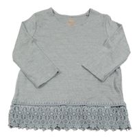 Šedé melírované žebrované mikinotriko s čipkou Pepperts!