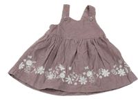 Starofialové manšestrové šaty s kytičkami a motýlky George