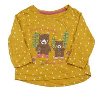 Okrové puntíkaté triko s medvídky Matalan