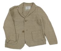 Béžový melírovaný propínací svetr ZARA