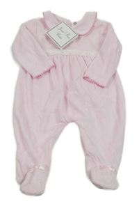 Nové - svetloružový zamatový overal s bodkami a mašličkami a golierikom Just too Cute