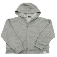 Šedá melírovaná propínací oversize crop mikin s kapucňou George