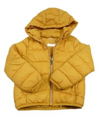 Hořčicová prošívaná šusťáková přechodová bunda s kapucí PRIMARK