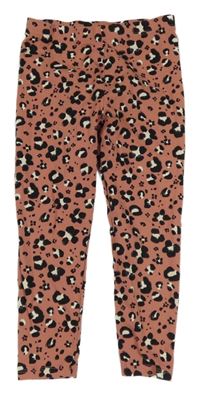 Starorůžovo-čierno-biele vzorované legíny