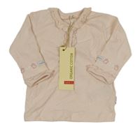 Nové - svetloružové tričko s králíčky a volánikmi name it.