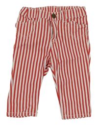 Červeno-bílé pruhované rifle se srdíčkovými kapsami H&M