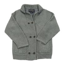 Tmavošedý melírovaný propínací svetr s vzorem Maoyral