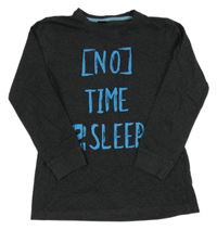 Černošedé melírované pyžamové triko s nápisy Y.F.K.