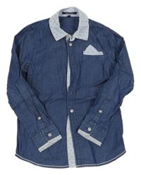 Tmavomodrá ľahká rifľová košeľa ASTON MARTIN