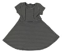 Nové - čierno-biele pruhované rebrované šaty so zavazováním PRIMARK