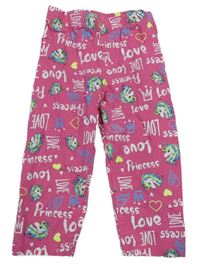 Tmavoružové crop legíny s jednorožcami a nápismi Ku Go