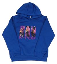 Zafírová tepláková mikina s dievčatkom a kapucňou