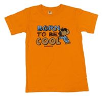 Oranžové tričko se Snoopym a nápisy 