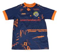 Tmavomodro-křiklavě oranžový funkční fotbalový dres so znakom JAKO