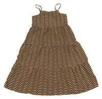 Hnedo-čierne vlnkované lení šaty H&M