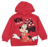 Červená mikina s Minnie a flitry a kapucí Disney